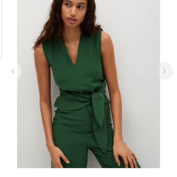 MANGO Lyocell Green Belted Wide Leg Jumpsuit - Picture 4 of 9